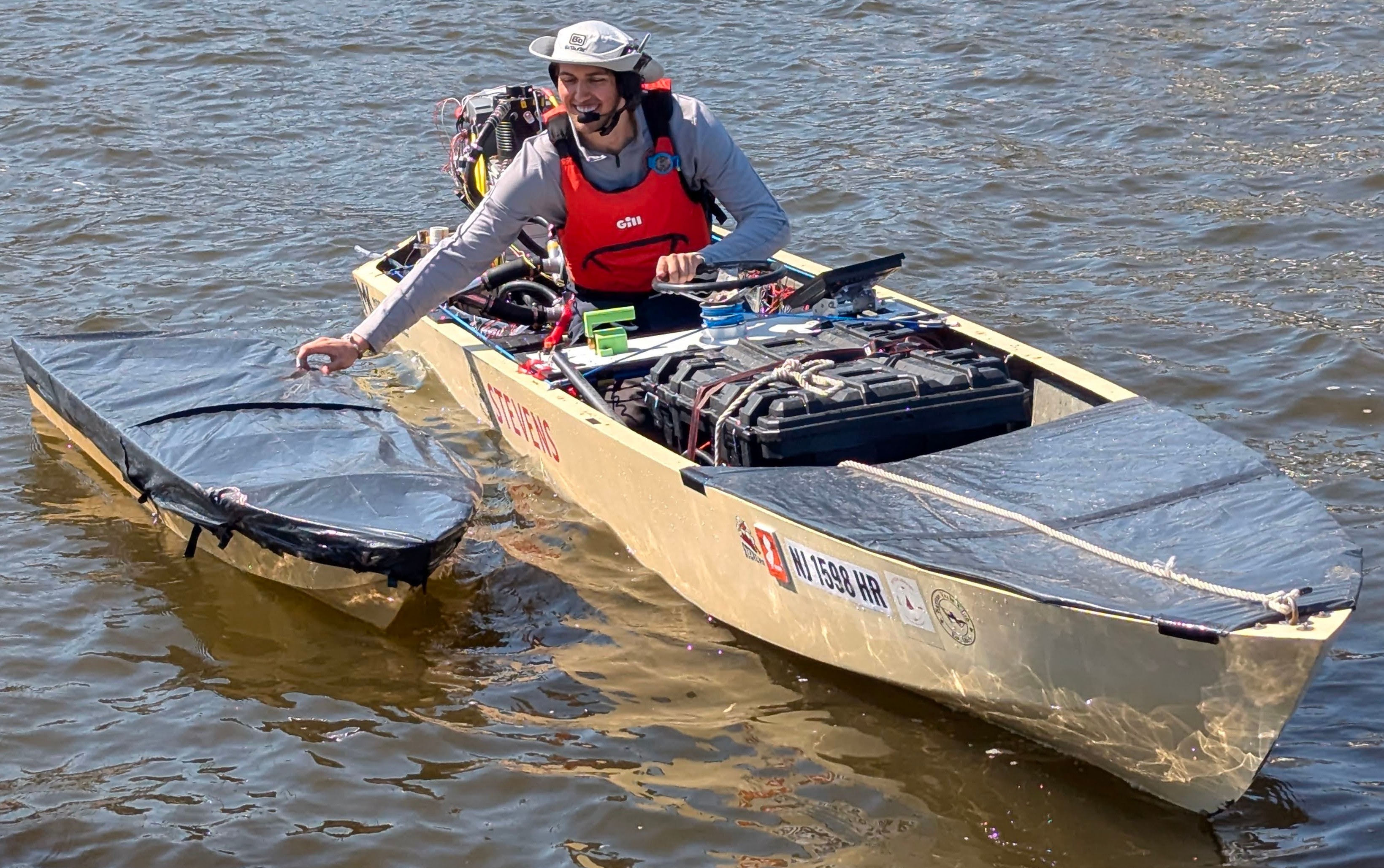 Electric boat on a trailer